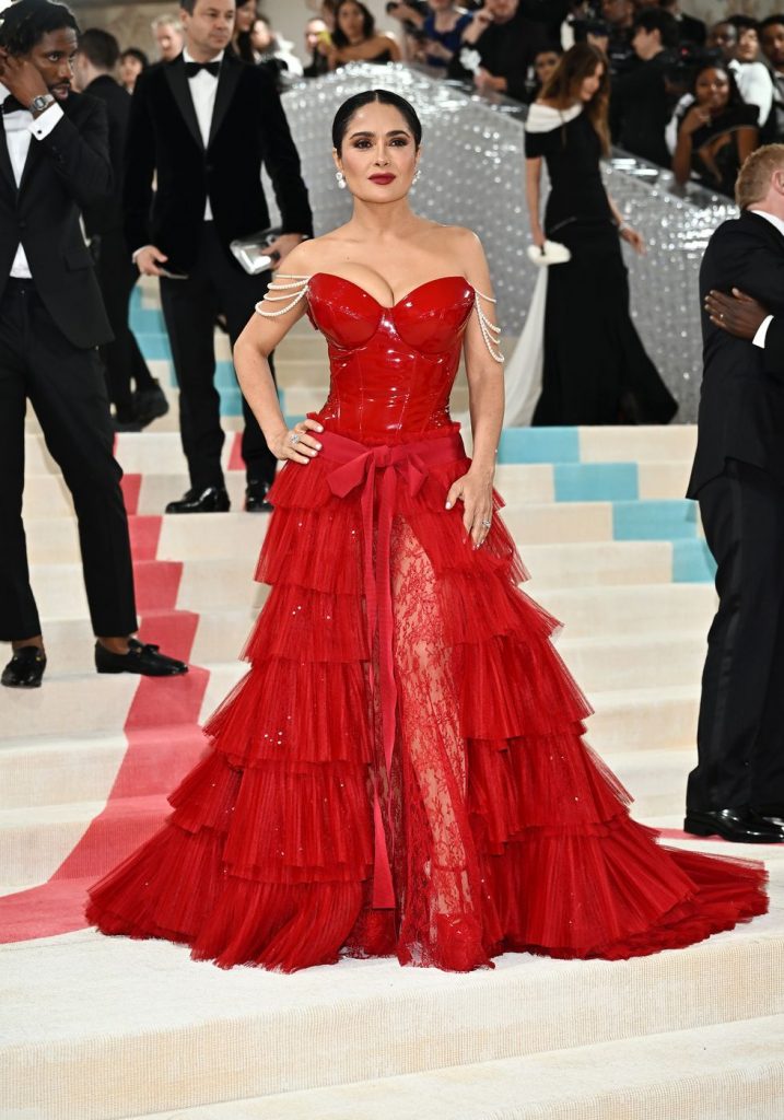 Salma Hayek red latex